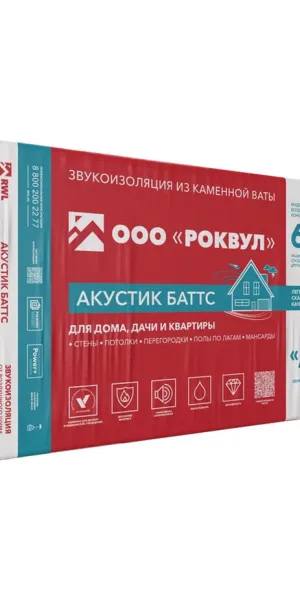 Утеплитель Роквул Акустик Баттс 1000х600х50мм (6м2) уп/10плит