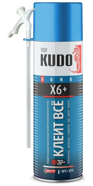 Клей пена "Клеит всё Х6+ Kudo всесезонная 650мл/580гр. 202867