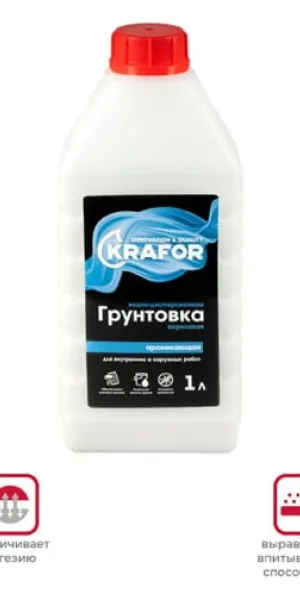 Грунтовка Krafor проникающая универсальная 1л 27334