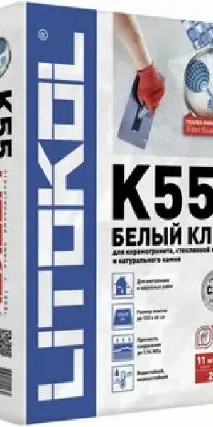 Клей для плитки Литокол Litoplus K55 25 кг Белый для мозайки Класс С2TE