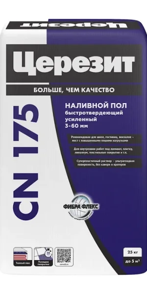 Наливной пол Церезит CN 175 Super с волокнами 25 кг