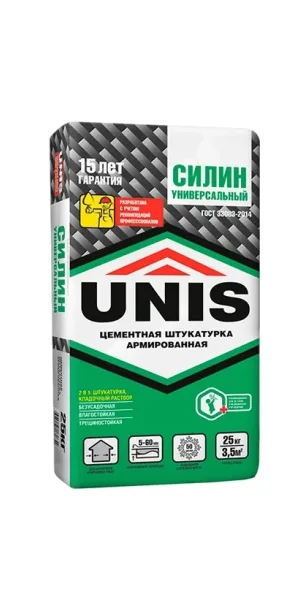Штукатурка Юнис Силин цементная армированная 25 кг