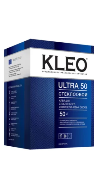 Клей обойный "KLEO" ULTRA 50 для стеклообоев и флизелиновых обоев (50м2, 500г)