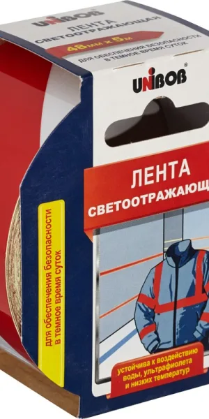 Лента светоотражающая 48мм* 5м красно белая Unibob арт 48984