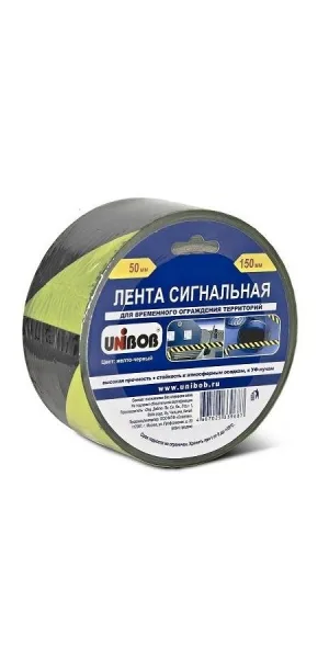 Лента сигнальная 50мм* 150м желто черная Unibob арт 55372