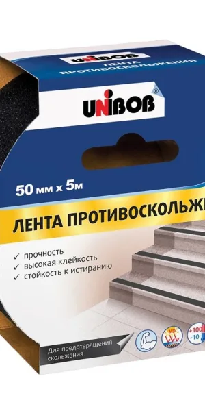 Лента противоскользящая  50ммх5м черная Unibob арт 39293