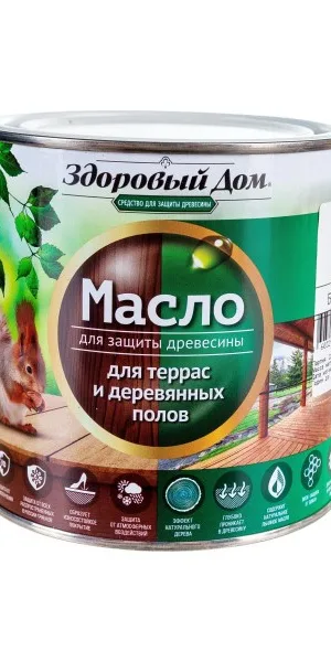 Масло для террас и деревянных полов Здоровый Дом 0,75л Орех 0007078