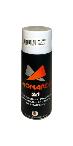 Грунт-эмаль по ржавчине аэрозольный акриловый Eastbrand Monarca глянцевый RAL9003 белый 520 мл