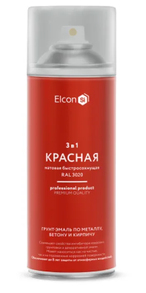 Грунт-эмаль по ржавчине аэрозольный  Elcon 3в1 матовый красный 520мл