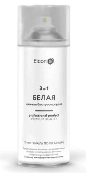 Грунт-эмаль по ржавчине аэрозольный  Elcon 3в1 матовый белый 520мл