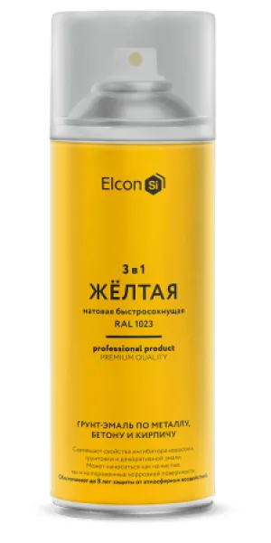 Грунт-эмаль по ржавчине аэрозольный  Elcon 3в1 матовый жёлтый 520мл