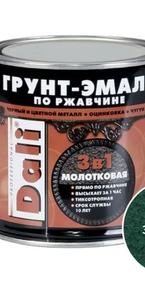 Грунт-эмаль по ржавчине Dali 0,75л  зелёная молотковая