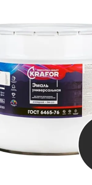 Эмаль Krafor ПФ-115 20 кг Чёрная 26 062