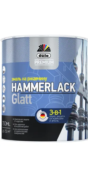 Эмаль на ржавчину Dufa Premium Hammerlack 3-в-1 гладкая RAL 6005 зеленая 0,75л----------------------