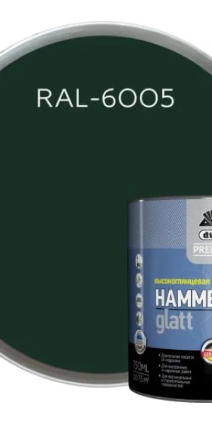 Эмаль на ржавчину Dufa Premium Hammerlack 3-в-1 гладкая RAL 6005 зеленая 0,75л----------------------