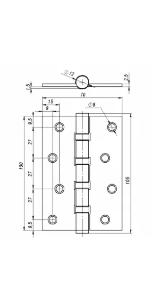 Петля "Vantage" 100-4BB-SB золото матовое, к-т 2шт