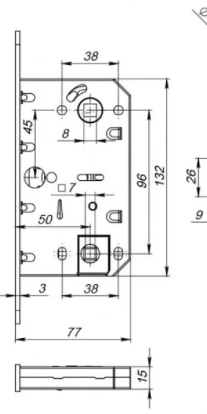 Защёлка врезная PUNTO ML96WC-50 BL черный
