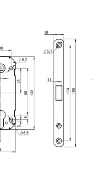 Корпус замка PUNTO PL85-50 BL чёрный