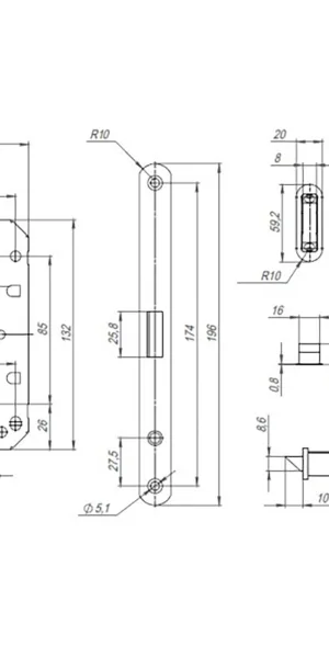 Корпус замка PUNTO ML85-50/BL SN никель матовый