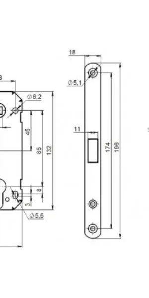 Корпус замка PUNTO PL85-50 SN никель матовый