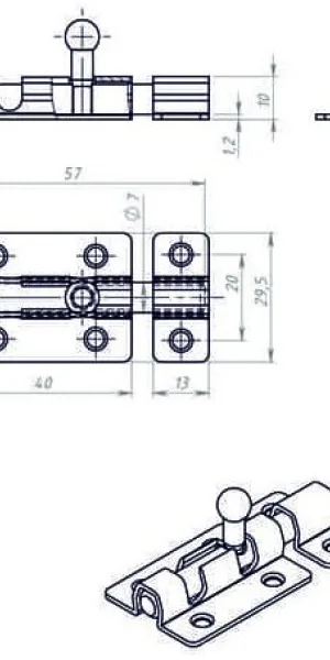 Шпингалет "ШП-40" оцинкованный ЗТ-4