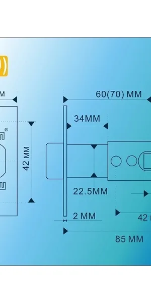 Механизм межкомнатный MSM L-60/70-R PB латунь