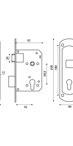 Замок врезной PUNTO KIT P25 5558 ORION AB бронза