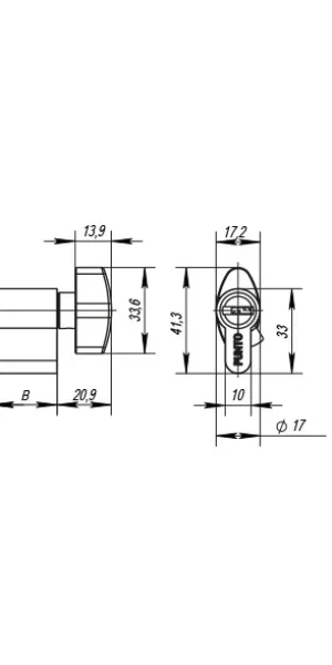 Личинка 100мм Punto Z402/100 45+10+45 перфо-ключ, вертушка, хром