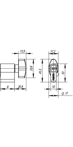 Личинка 80мм Punto Z402/80 35+10+35 перфо-ключ, вертушка, хром