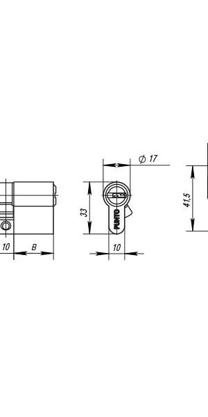 Личинка 80мм Punto Z400/80 35+10+35 перфо-ключ, хром