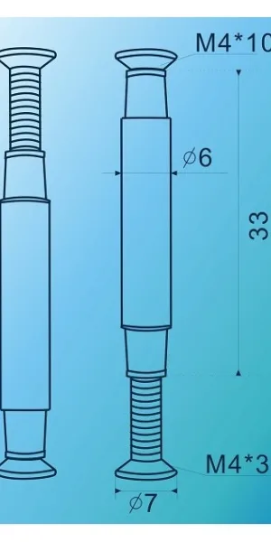 Стяжка винтовая М4 бронза, для дверных ручек (пакет 2шт.)