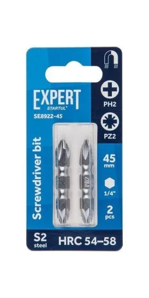 Насадка крестообразная PH2-PZ2 45мм 2шт EXPERT STARTUL SE8922-45
