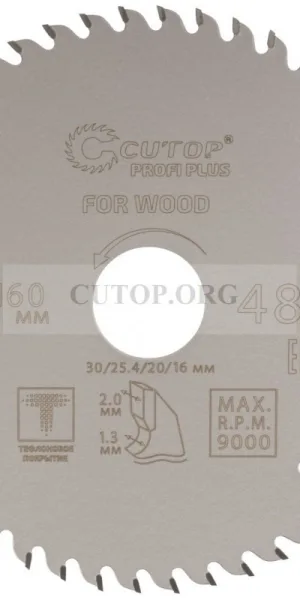 Диск пильный 160х30/25,4/20/16мм 48Z CUTOP 75-16048Т