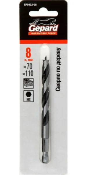 Сверло по дереву 8х70х110 шестигр. GEPARD  GP0422-08