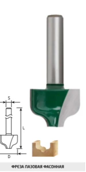 Фреза "FIT" пазовая фасонная DxHxL=31.8х16х51мм, хвостовик 8мм  3615-081632