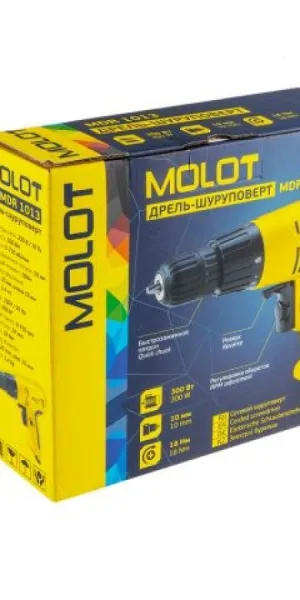 Дрель-шуруповерт MOLOT MDR 1013 300Вт, 18Нм. 0-750об/мин коробка MDR10130019