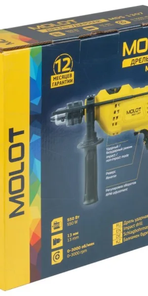 Дрель MOLOT MDS 1307, 550Вт, 0-3000об/мин, 13мм, ударная MDS130700029