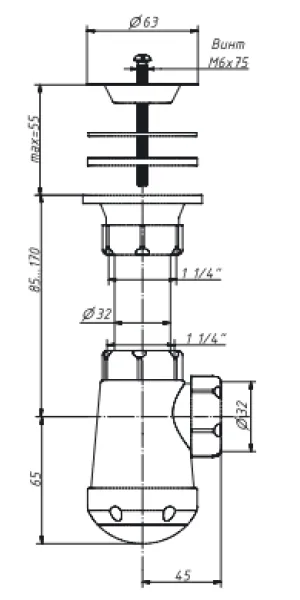 Сифон для мойки ORIO М-3204 1"1/4