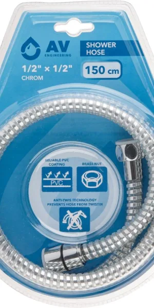 Шланг для душа AV Engineering 150см PVC 1/2" хром AVSSS-110