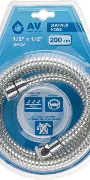 Шланг для душа AV Engineering 200см PVC 1/2" хром AVSSS-112