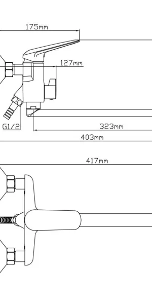 Смеситель AV Engineering для ванны AVPOS7-A175-122 Lt D35 серия POS