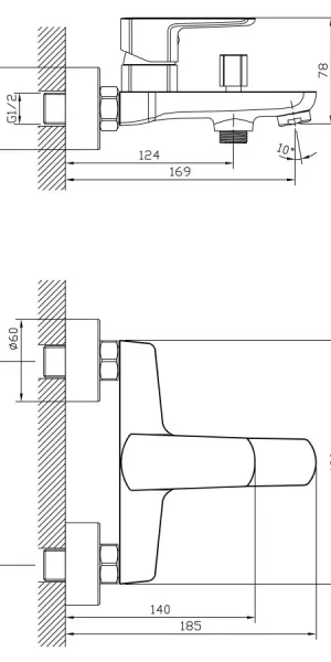 Смеситель AVAPAX для ванны AP05161C  Lt D35 серия Isar