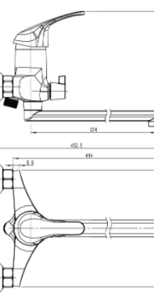 Смеситель RUSH для ванны VR7114-51 Lt D40 серия VRANGEL длинный излив