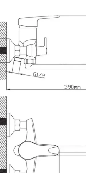 Смеситель FONTEN 4192-06-088 для ванны, картридж 40 мм, излив 35 см, латунь