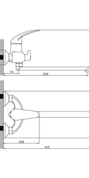 Смеситель FONTEN 5170-06-015 для ванны, картридж 40 мм, излив 35 см, латунь