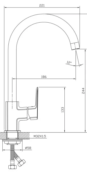 Смеситель AVAPAX для кухни AP05171C  Lt D25 серия Isar