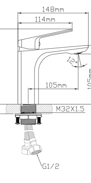 Смеситель AV Engineering для умывальника черный AVWIN1-BL165-110 Lt D35 серия WIN