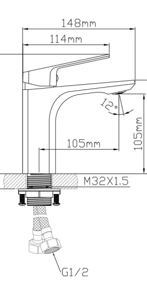 Смеситель AV Engineering для умывальника AVWIN1-A165-110 Lt D35 серия WIN