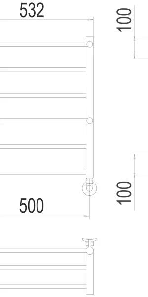 Полотенцесушитель Анкона П6 500х600 нижнее подключение