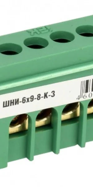Шина нулевая № 8 (6х9мм) в изоляторе IEK YNN10-69-8KD-K06